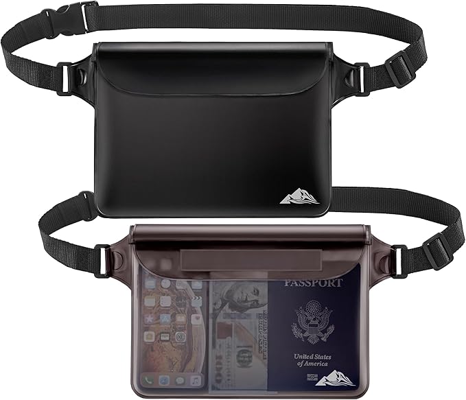 HEETA Waterproof Pouch Bag Screen Touch Sensitive Black &amp Gray Bundled with 5-Pack Clear Waterproof Dry Bag