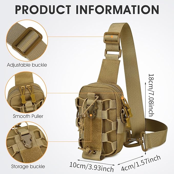 Outdoor Sports Water Bottle and Phone Crossbody Bag Military-Inspired Strap Design Compact Waist Pack for Hiking Camping and Daily Use
