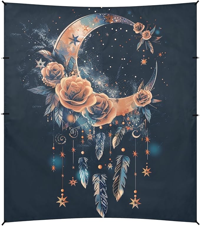 ALAZA Moon Dreamcatcher Stars Flowers Arrows Feathers Beach Tent Sun Shelter Portable Canopy Sunshade for Outdoor Camping Picnics Backyard Fun 10x9 ft