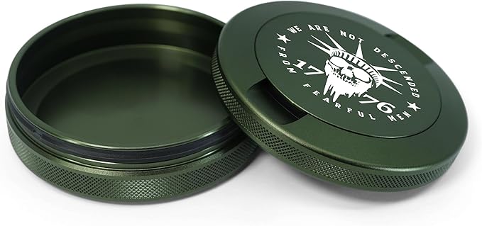 Metal Can | Metal Container for Pouches | Aluminum Used Pouch Storage Tin | Airtight O-Ring Moisture Odor Proof EDC Pocket Tin | Liberty or Death Edition (Forest Green)