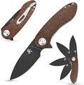 Sitivien ST139 Folding Knife Sandvik 14C28N Steel Blade Knife Micarta Handle EDC Tool Knives for Outdoor Camping Hiking Hunting Survival(Brown)