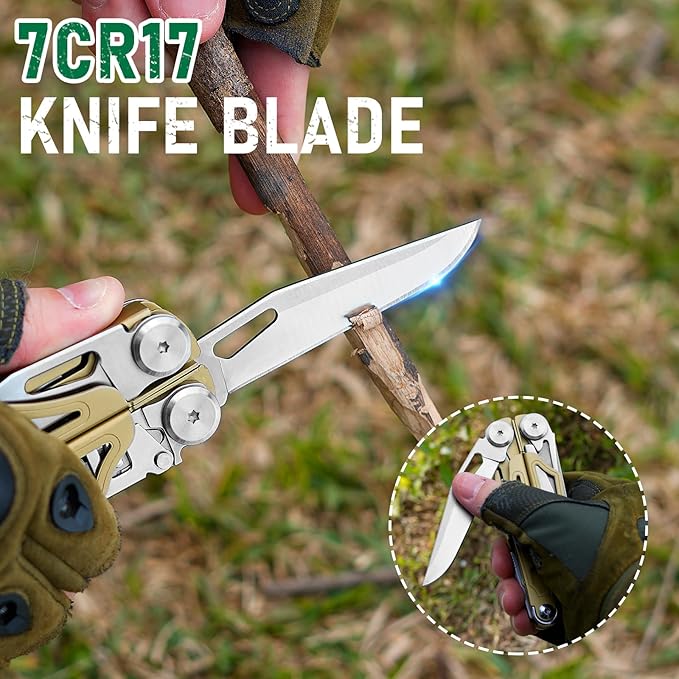 BIBURY Multitool Pliers Pro BI2045 Foldable Multitools with Replaceable Wire Cutters and Saw Stainless Steel Multi Tool w/Upgraded Scissors and Screwdriver Set Ideal for Camping Hiking Survival