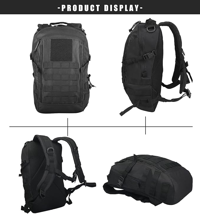 Miramrax 12L Small Backpack Day Pack - Mini Tactical Backpacks Military Daypack Molle Bag Rucksack Bug Out Bag for Hiking (Black)