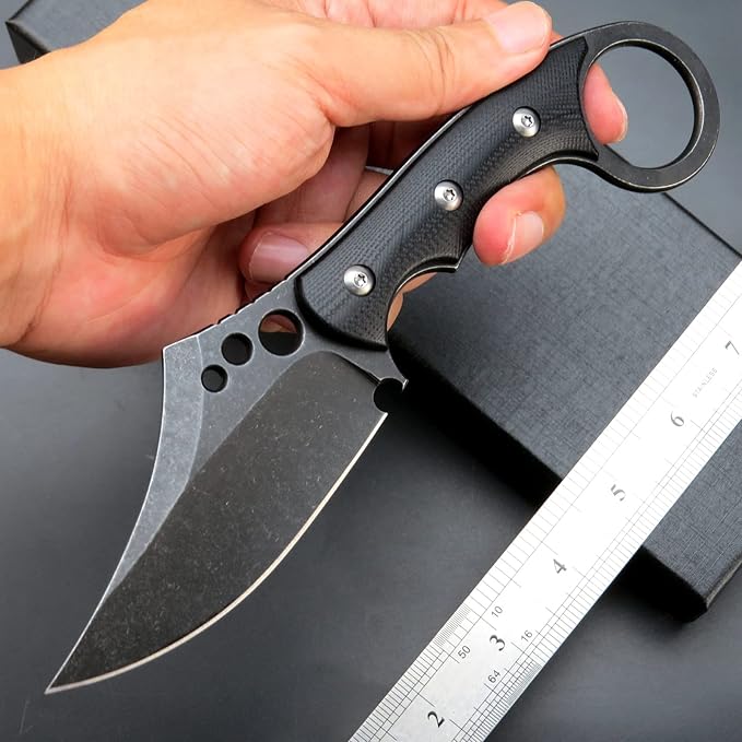 C1116 Fixed Blade KnifeD2 Steel Blade +G10 Handle Outdoor Survival Camping Claw Knife with Kydex Sheaths(Black) …