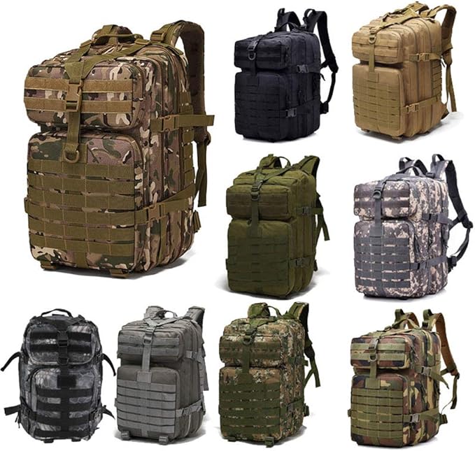 Outdoor Sports Pack Hiking Bag Tactical Rucksack Camo Knapsack Combat Camouflage Tactical 45L Molle Backpack