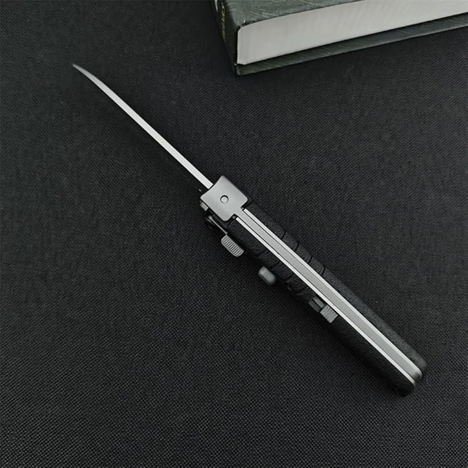 HUAAO Manually Operated Button-Lock Knife 440C Steel Blade ABS Handle With Nylon Sheath EDC Outdoor Camping Tool