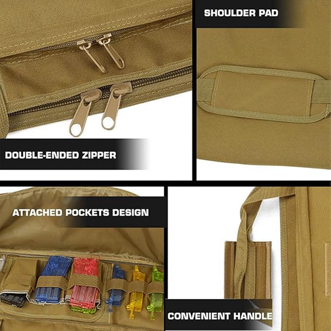 100cm Soft Gear Case Tactical Long Bag with Lockable Zipper and Backpack Strap for Outdoor Hunting 900D Oxford Rod &amp Golf Club Carrier MOLLE System