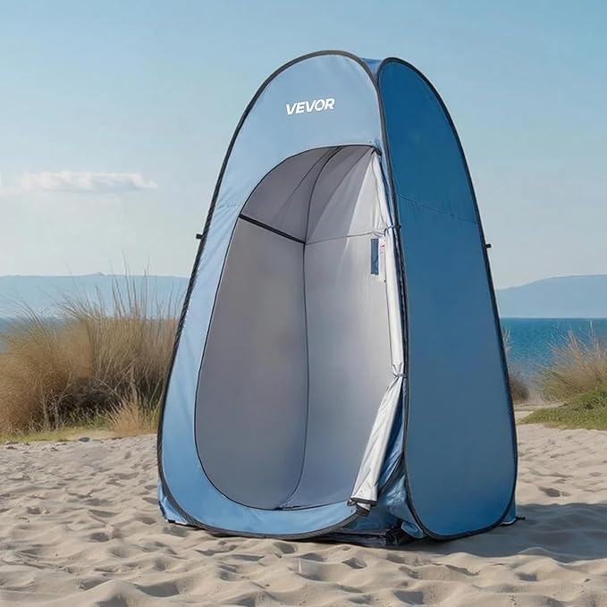 VEVOR Pop up Privacy Tent Instant Portable Privacy Tent Changing Room with Bag Ground Stakes Ropes Carry Bag 190T Polyester with Silver Coating Quick Setup for Camping Beach Fishing