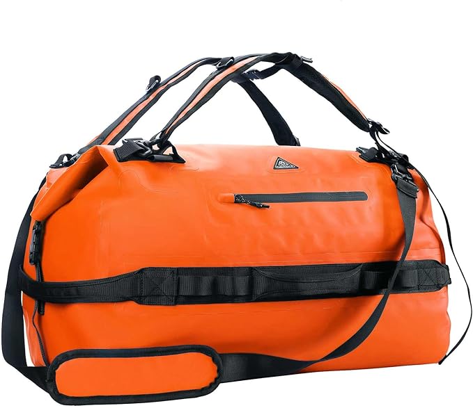 Haimont Large Waterproof Duffel Backpack Roll-Top Heavy Duty Dry Duffle Bag for Boating Travel Motorcycle Kayaking Camping 60L