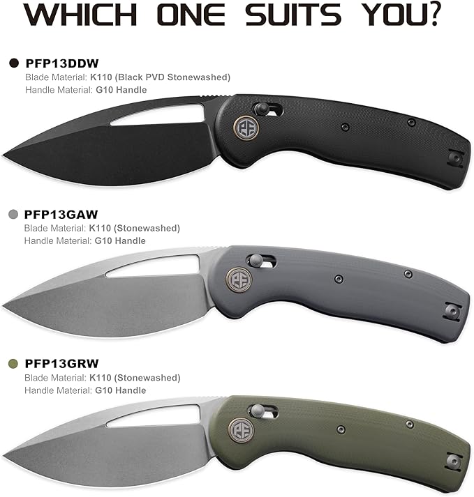 Petrified fish PFP13 Viper Folding Knife3.5 K110 Steel Stonewashed Blade Carbon Fiber Handle Pocket Knife for Camping EDC Outdoor (Red Stonewashed)