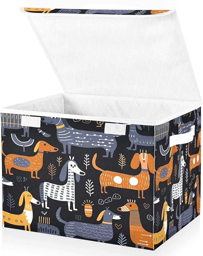 Dachshund Fabric Storage Bins with Lids and HandleFoldable Storage Bins with LidsCloset Organizers for Clothes Storage Room Organization Office Storage Chest Organizer