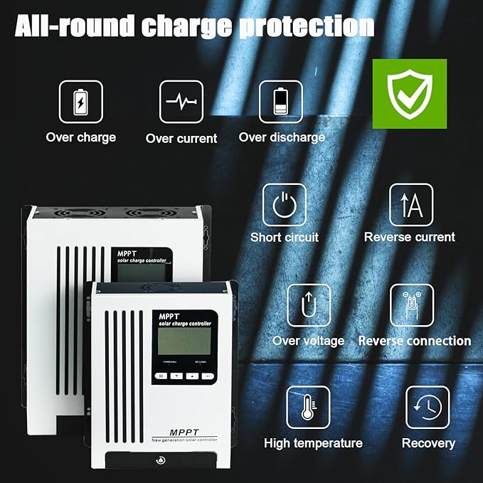 96V 65A MPPT Solar Charger 48V 60V 72V Auto Wake Up Dead Battery DC180V PV Input 6600W for Off Gird Solar System Sealed Gel AGM Flooded Lithium Battery