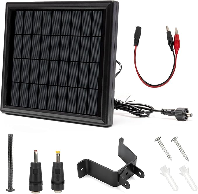 6V Solar Panel for Deer Feeder4.5W High Efficiency Solar Panels Outdoor Waterproof IP65Wall Mounted Kit and Alligator Clips Tracking Cameras Fish Feeders 6V Rechargeable Battery
