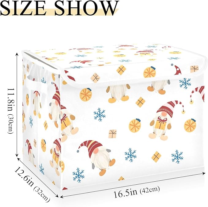 ALAZA Gnomes Lovely Storage Bins Organizer Box Baskets Lidded Clothes for Shelves Closet Collapsible Stackable Storage Cubes Handles