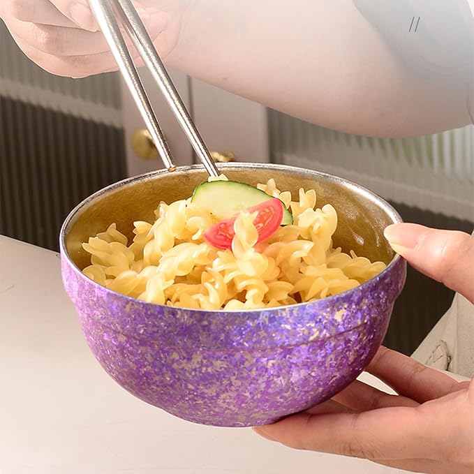 Titanium Camping Bowl Double Wall Insulated Bowl Stackable Lightweight Backpacking Dinnerware Durable Soup Cereal Rice Bowl for Home &amp Outdoor Use No Coating RT085T (Green)