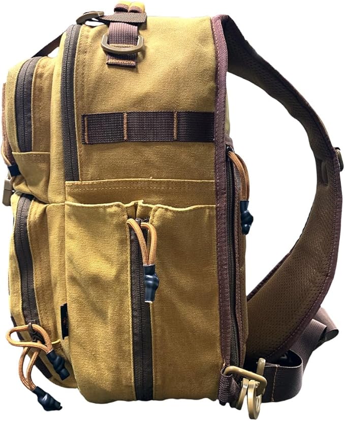 ROARING FIRE Slingshot Waxed Canvas Tactical Sling Bag for Men CCW Concealed Carry Backpack MOLLE Outdoor Chest Pack for Hunting Hiking Travel Commute &amp EDC