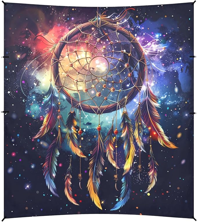 ALAZA Colorful Dreamcatcher with Feathers Beach Tent Sun Shelter Portable Canopy Sunshade for Outdoor Camping Picnics Backyard Fun 10x9 ft