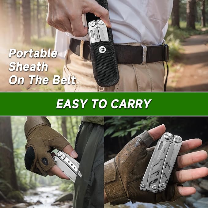NexTool 14-in-1 Multi-Tool Stainless Steel Multitool Pliers with 80Cr14Mov Pocket Knife 2 Safety Locks and Huge Scissors EDC Multitool Utility Tool for Camping Outdoor Activities (Flagship Max)