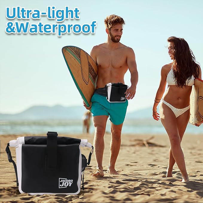 Waterproof Fanny Pack Floating Dry Bag Pouch with Adjustable Waist Strap Large Capacity Waterproof Waist Bag for Kayaking Boating Fishing Cycling Beach (Black)