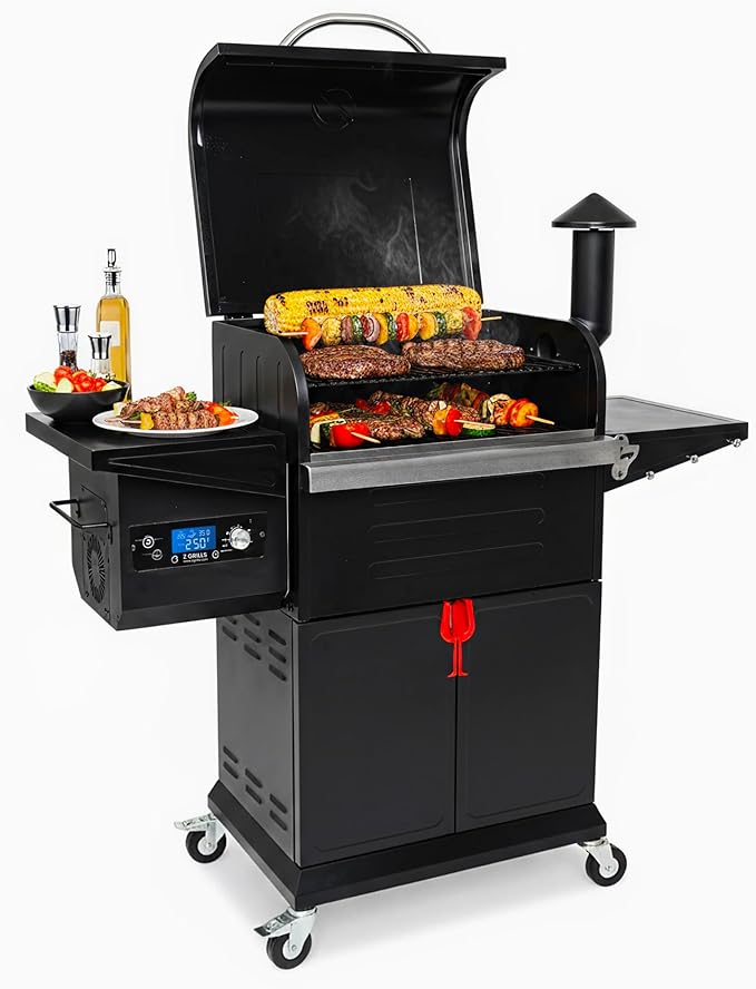 Z GRILLS Wood Pellet Grill &amp Smoker 8-in-1 Pellet Grill with Automatic Temperature ControlMeat Probes572 Sq. in Area for Backyard Camping Outdoor Party