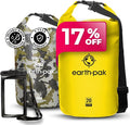 Earth Pak Waterproof Dry Bag - Roll Top Waterproof Backpack Sack (Camo 10L &amp Yellow 20L)