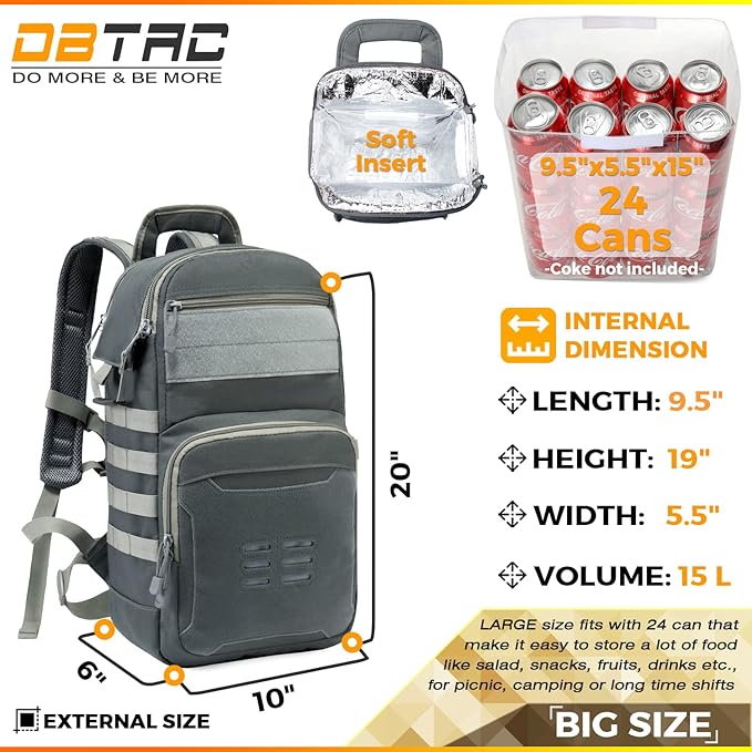 Tactical Range Bag Middle Size + Tactical Lunch Backpack (Grey)