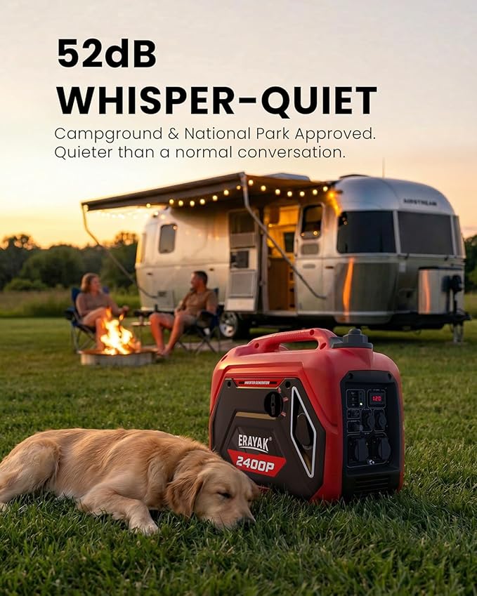 ERAYAK 2400W Portable Inverter Generator for Home Use Super Quiet Small Generator for Camping Outdoor Emergency Power Backup Gas Powered Engine EPA ECO Mode
