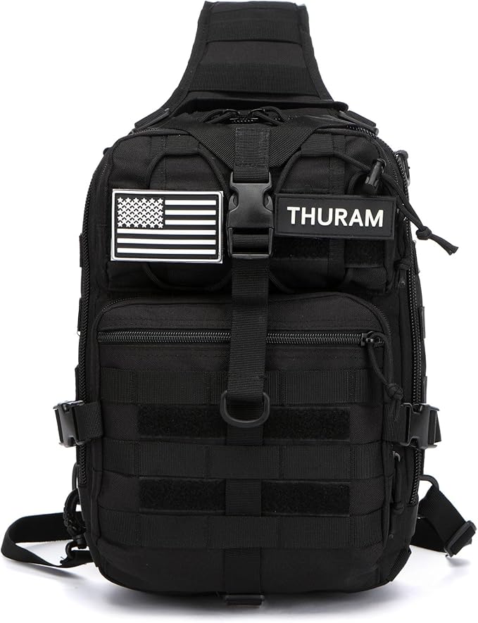 Outdoor Tactical Bag Fishing Military Sport Bag Pack Sling Shoulder Backpack for Every Day Carry (Black)