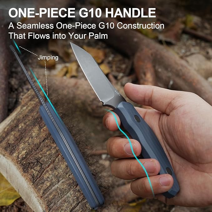Kizer Bulldog Fix Fixed Blade Knife 2.97 Sheepsfoot 14C28N Blade Hunting Knife with Sheath Blue G10 One-Piece Handle EDC Camping Knives for Outdoor Survival 1116A1