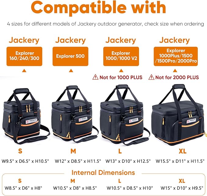 Double-Layer Travel Carrying Case for Jackery Explorer 300/240/160 – Portable Power Station Storage Bag with Molded Bottom Side Ventilation Front Pockets for Jackery Accessories &amp Solar Generato