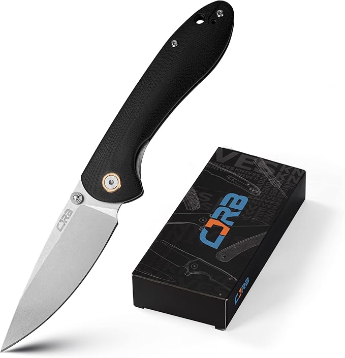 CJRB Feldspar Pocket Folding Knife Stonewash D2 Steel Blade G10 Tactical Handle EDC KnifeBlack Handle (J1912)