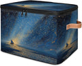 Ocean Beach Storage Bins with Zipper Lid Fabric Home Cubes Storage Baskets Boxes Clothes Organizer Container Galaxy Star