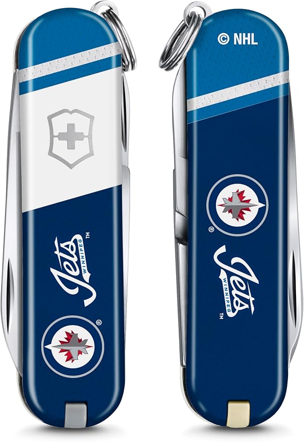 Victorinox Classic SD Swiss Army Knife – Compact 7 Function Swiss Made Pocket Knife with Small Blade Screwdriver and Key Ring – Winnipeg Jets