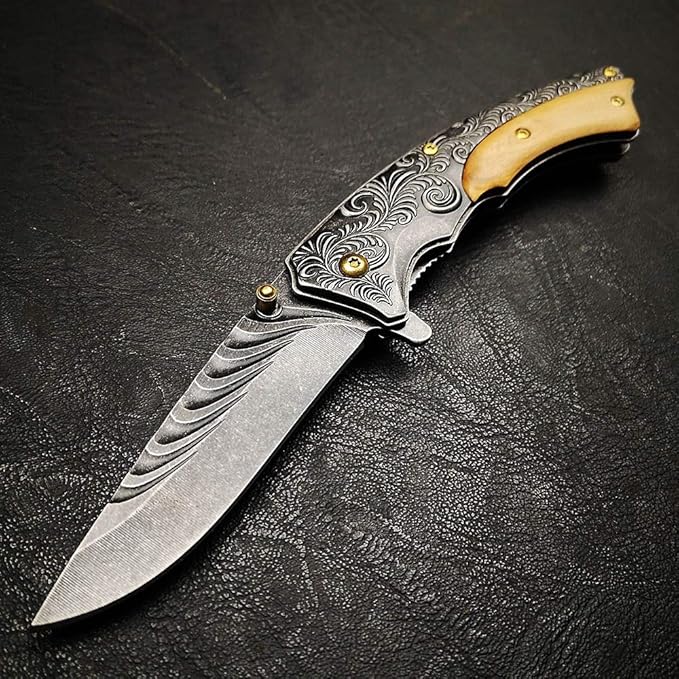 Engraved Pocket Knife Upgraded Multitool with Safety Locking Blade
