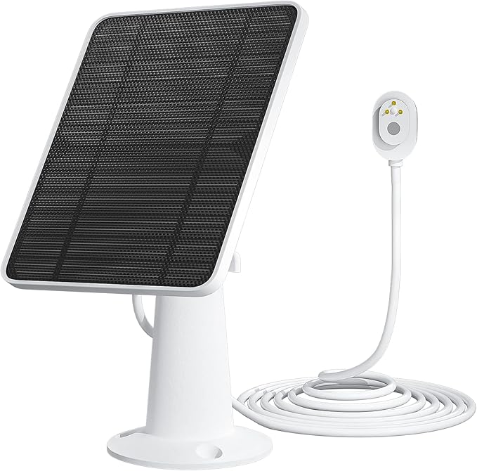 Solar Panel Charger Compatible with Arlo Pro 5S/Pro 4/Pro 3/Pro 3 Floodlight/Ultra/Ultra 2 Camera 6V 4.5W Solar Panels Charging IP65 Weatherproof w/ 9.8ft Charging Cable Adjustable Wall Mount 1 Pack