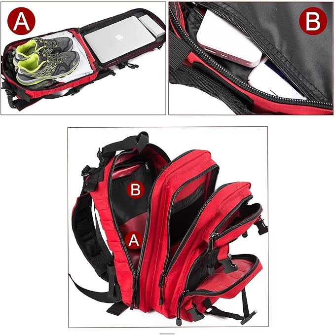 Small Military Tactical Backpack 30L Assault Backpack Tactical Bag for OutdoorHiking Camping Travel (RED)
