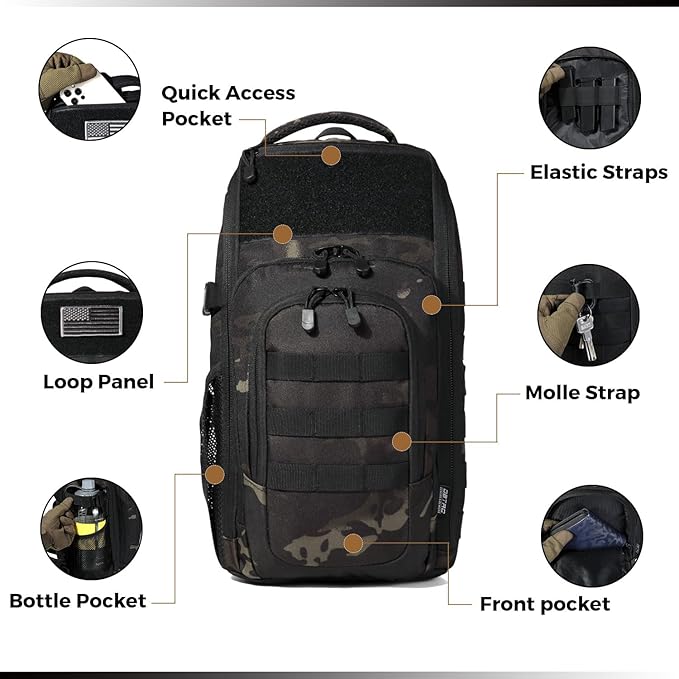 Tactical Range Bag Middle Size Large Shoulder Pack (Charcoal Camo)