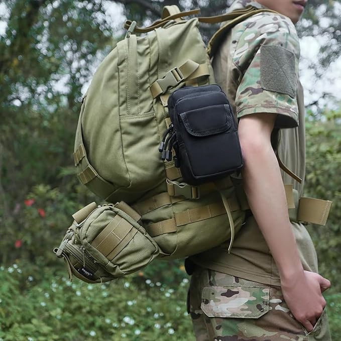 Small Molle Pouch Tactical Waterproof Cellphone Multipurpose Wallet Outdoor Sports EDC Gadget Slim Utility Waist Bag