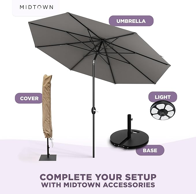 Midtown Umbrellas The Lean Patio Umbrella (Terylast Fabric - Charcoal 8 Foot)