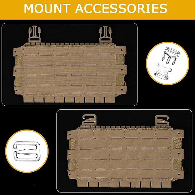 Multifunctional Tactical Chest Mag Pouch Plate Hook and Loop Tactical Panel for 556 Mag Multipurpose MOLLE Front Flap Walkie Talkie Bag Hanging Panel
