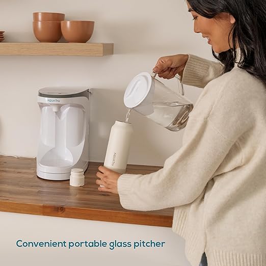 AquaTru Carafe Alkaline Countertop Water Purifier | Certified 4-Stage RO System Removes 84 Contaminants Including Forever Chemicals Lead &amp Fluoride | Adds Healthy Minerals | No Plumbing