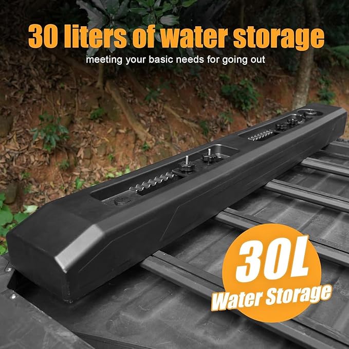 Solar Shower 30L Roof Rack Mounted Off-Road Shower with High Pressure Water Gun Spray Head for Camping Water Storage and Outdoor Activities