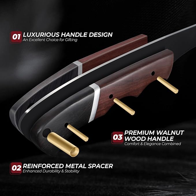 Boning Knife 7 inch - Brisket Trimming Knives for Meat Cutting Black Butcher Slicing Knives with Full Tang Handle Kitchen Fillet Knife for Birthday Dad Mom Gift
