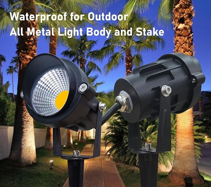 TOVEENEN LED Outdoor Landscape Spotlight 120V 12W Waterproof Spot Lights for Yard House Garden Christmas Lighting Warm White 3000K 4 Pack