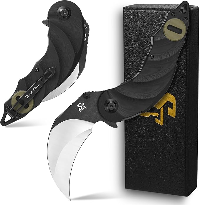 Sitivien ST160 Pocket Folding KnifeK110 Steel Blade with G10 Handle EDC Tool Knife for Outdoor CampingHikingFishing(Green)