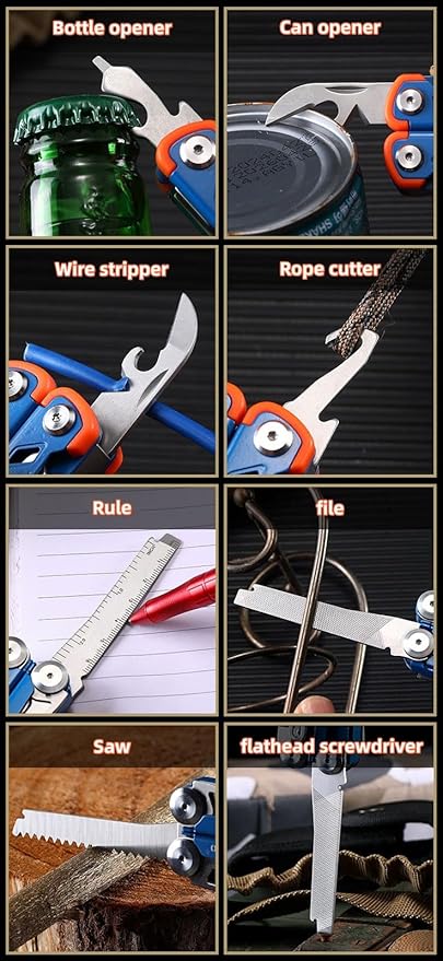 17-in-1 multi-purpose tool pliers multi-purpose EDC tool upgraded stainless steel multi-tool gift for men repair wilderness survival and camping gear hunting and hiking utility knife (blue)