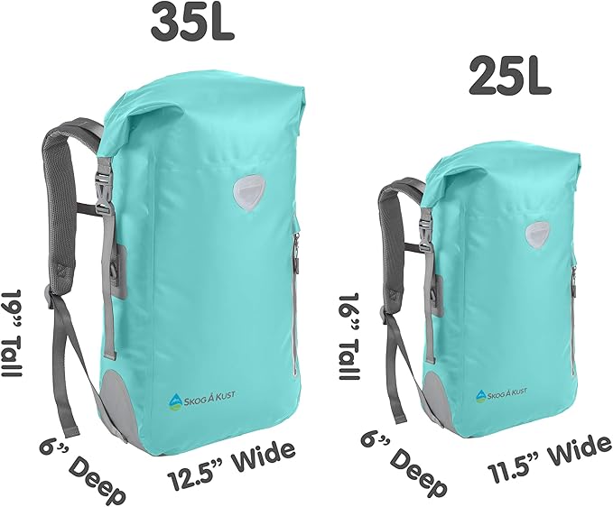 Skog Å Kust BackSak Heavy Duty Waterproof Backpack - Gear Bag for Sports Travel &amp More - 25 &amp 35 Liter Sizes
