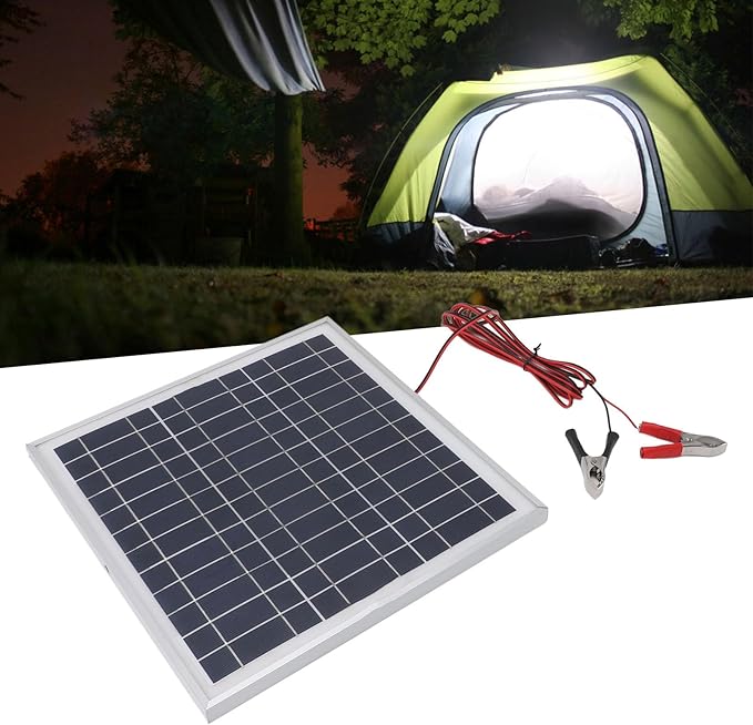 50W Solar Panel High Efficiency Monocrystalline Silicon Solar Panel with Battery Clips for Camping Hiking Outdoor Charging for RV Vehicle