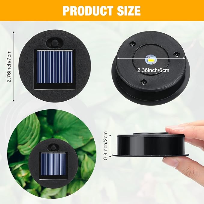 24 Pieces Replacement Solar Light Top Parts Waterproof Warm White LED Solar Panel Hanging Lantern Lids Outdoor Solar Lantern Light Lids for Hanging Lanterns Patio Garden Decor (2.76 Inch)
