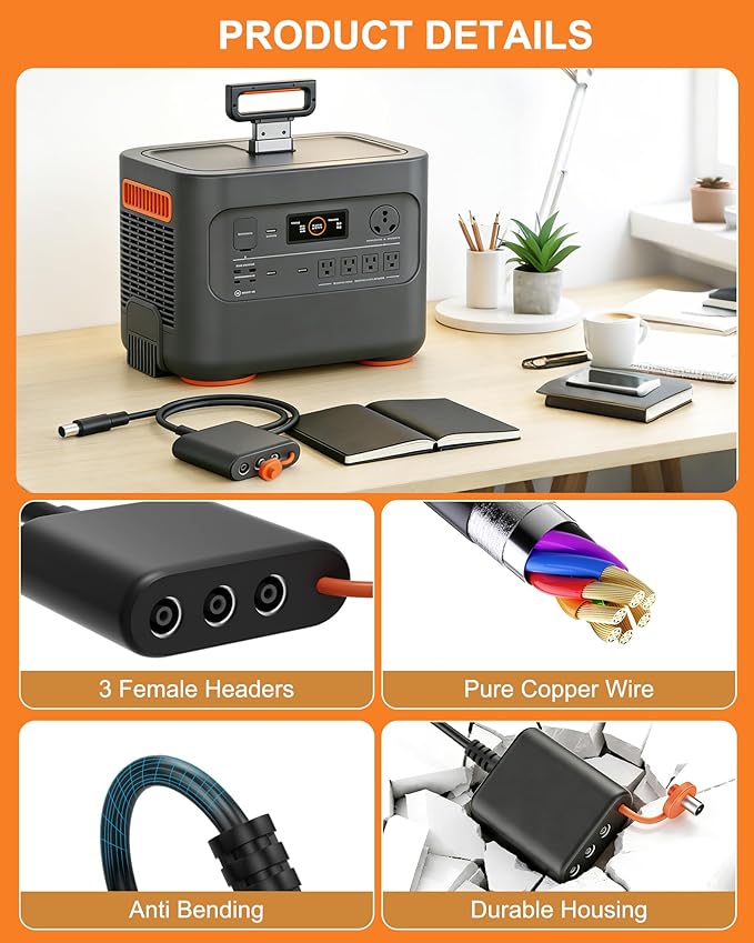 Connector for Jackery Solar Generator Explorer 3000 2000 1000 Portable Power Station and for SolarSaga 200W Solar Panel